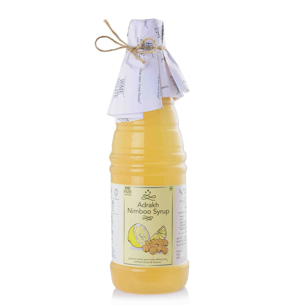 Home Delite Healthy Food Snacks Adrakh Nimboo Syrup Digestion aiding syrup made without any artifical colours & flavours