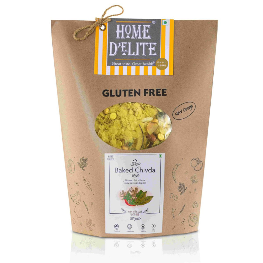 Home Delite Healthy Food Snacks Baked Chivda Mixture of rice flakes curry leaves and spices