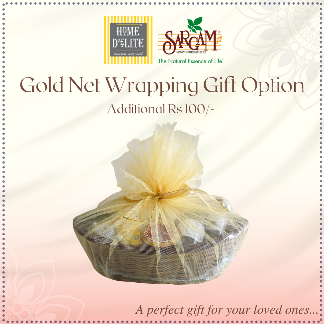 Gold Net Wrapping for Hamper