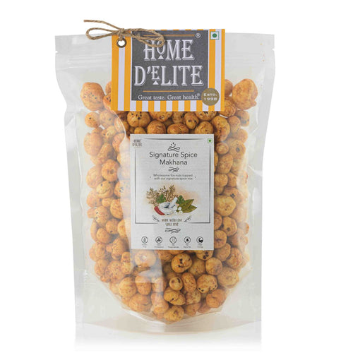 Home Delite Healthy Food Snacks Signature Spice Makhana wholesome fox nuts topped with our signature spice mix