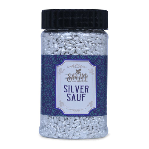 Sargam Mouth Fresheners Mukhwas Churan Digestive Silver Sauf Silver and sugar coated fennel seeds.