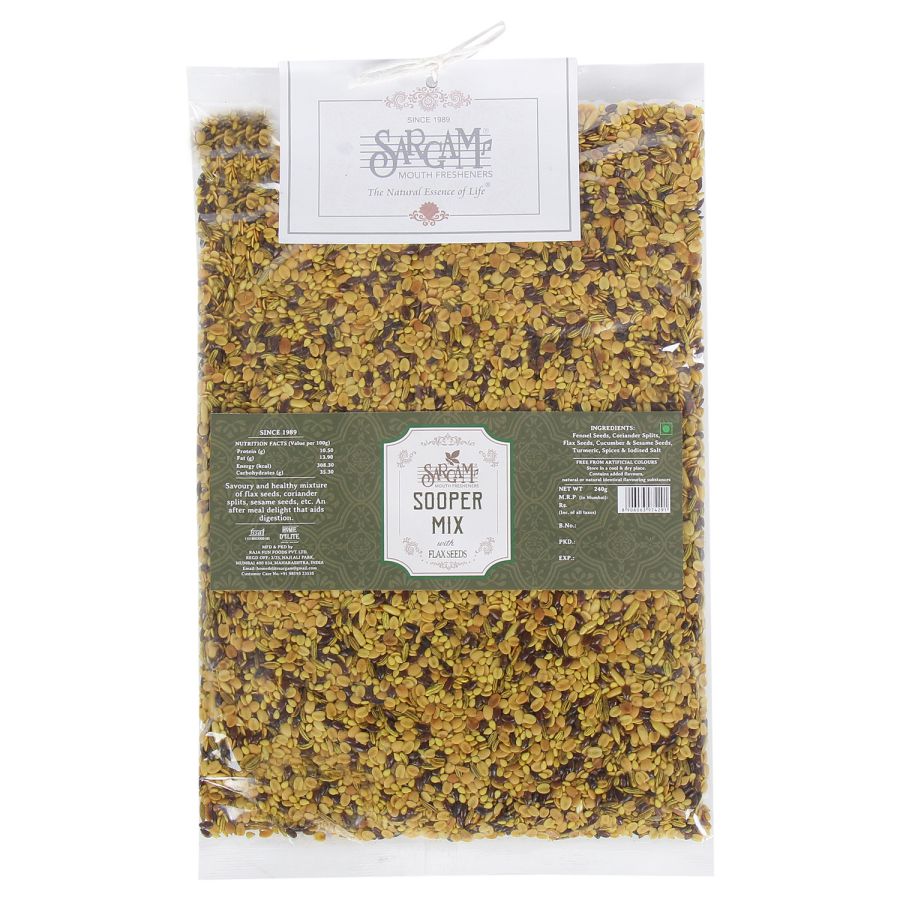 Sargam Mouth Fresheners Mukhwas Churan Digestive sooper Mix Savoury mixture of sesame seeds, coriander seeds, flax seeds and cucumber seeds. An after meal delight that aids digestion.